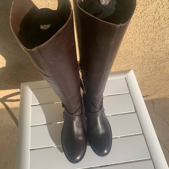 NWT INC International Concepts dark brown leather tall boots size 6.5M - Picture 2 of 16